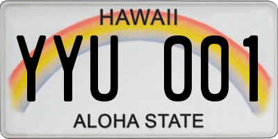 HI license plate YYU001