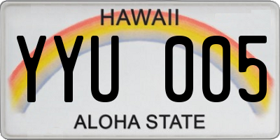 HI license plate YYU005