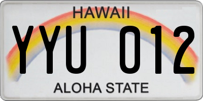 HI license plate YYU012