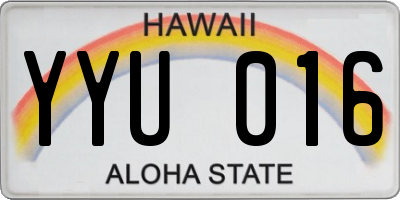 HI license plate YYU016