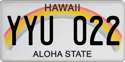 HI license plate YYU022