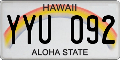 HI license plate YYU092