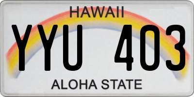HI license plate YYU403