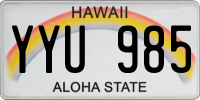 HI license plate YYU985