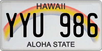 HI license plate YYU986