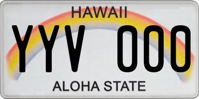 HI license plate YYV000