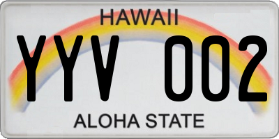 HI license plate YYV002