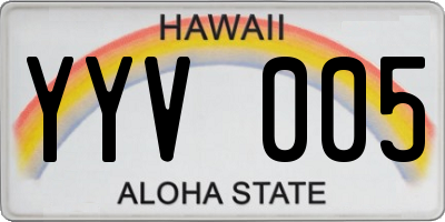 HI license plate YYV005