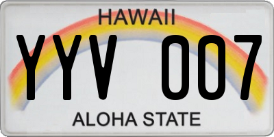 HI license plate YYV007