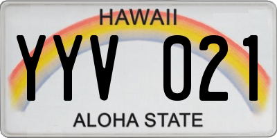 HI license plate YYV021