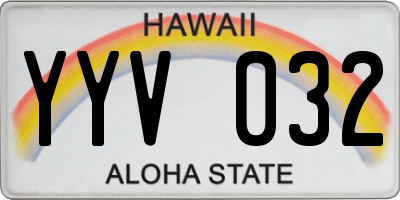 HI license plate YYV032