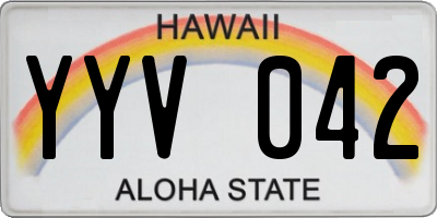 HI license plate YYV042