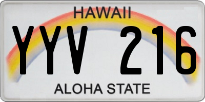 HI license plate YYV216