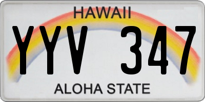 HI license plate YYV347