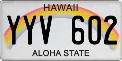HI license plate YYV602