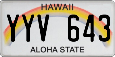 HI license plate YYV643