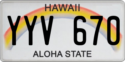 HI license plate YYV670