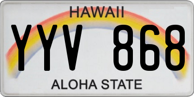 HI license plate YYV868