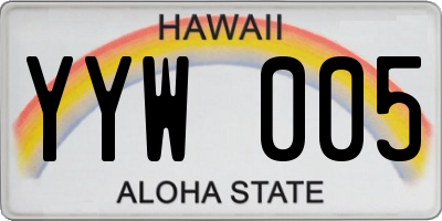 HI license plate YYW005
