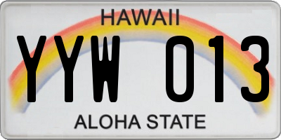 HI license plate YYW013