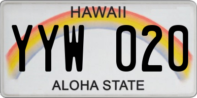 HI license plate YYW020