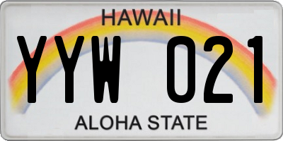 HI license plate YYW021