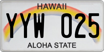 HI license plate YYW025