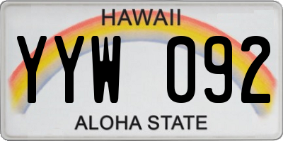 HI license plate YYW092