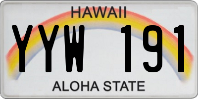 HI license plate YYW191