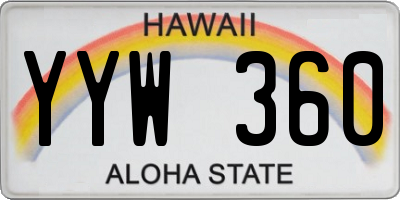 HI license plate YYW360