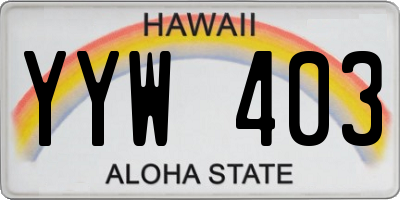 HI license plate YYW403