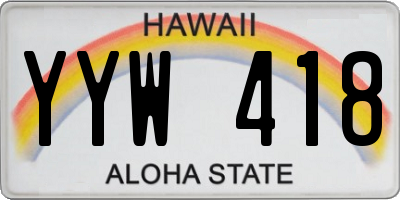 HI license plate YYW418