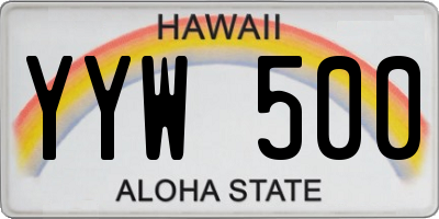 HI license plate YYW500