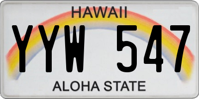 HI license plate YYW547