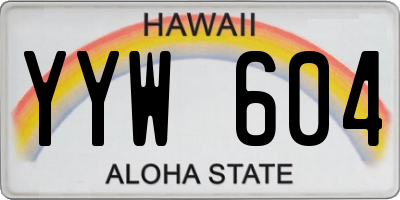 HI license plate YYW604