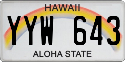 HI license plate YYW643