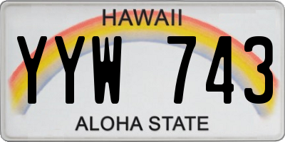 HI license plate YYW743