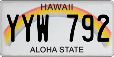 HI license plate YYW792