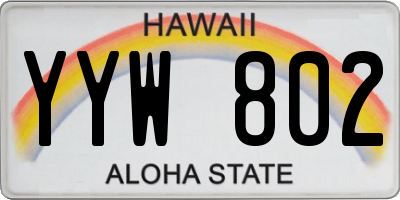 HI license plate YYW802