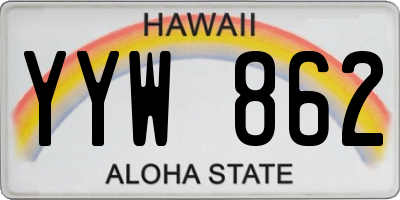 HI license plate YYW862