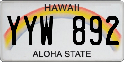 HI license plate YYW892