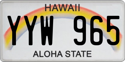 HI license plate YYW965