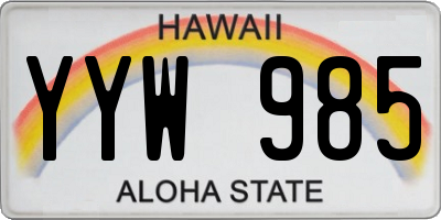 HI license plate YYW985