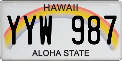 HI license plate YYW987