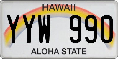 HI license plate YYW990