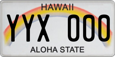 HI license plate YYX000