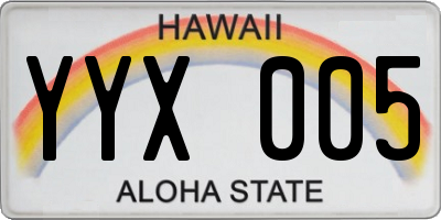 HI license plate YYX005