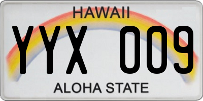HI license plate YYX009