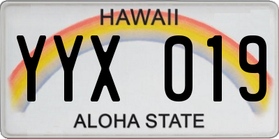 HI license plate YYX019