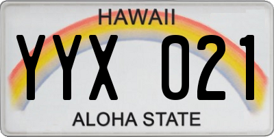 HI license plate YYX021